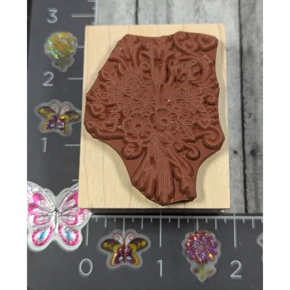 Hero Arts Flower Bouquet E557 Hearts Rubber Stamp Wood #C36 - Picture 2 of 4